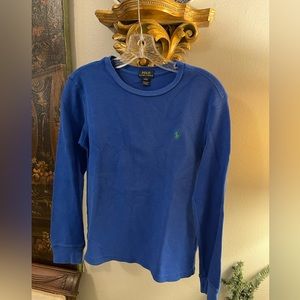 Youth L Ralph Lauren royal blue waffle knit LS shirt-boys size 14-16